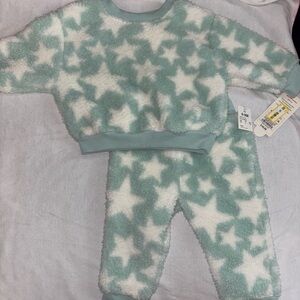 Target Kids Mint and White Star Fleece Pajama Set